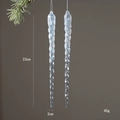 Clear acrylic Christmas icicle ornaments with glitter fill and silver hanging strings - 23cm Icicle