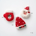 Handmade wool felt Christmas ornaments set including Santa, gloves, and red hats - Display Set 3 (3 PCS) / Set of 3