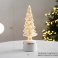 Sapin de Noël lumineux 28cm déco de table avec rotation et texture cristal givré - Sapin de Noël Chute de Neige Rotatif