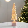 Sapin de Noël en verre rose doré avec paillettes et socle rotatif à éclairage LED - Sapin de Noël Rose Rotatif