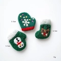 Green wool felt Christmas glove and sock ornaments for DIY holiday tree decorations - Display Set 4 (4 PCS) / Set of 3
