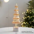 Sapin de Noël LED en verre 37cm avec paillettes dorées et fonction lumineuse rotative - Sapin de Noël Paillettes Champagne Rotatif