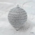 Champagnerfarbene Schaum-Weihnachtskugel mit glitzernden Strasssteinen und Silberfaden - Vollbesetzter Strass Kugel Stil (1号) / 10cm