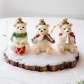 Set di 3 statuette natalizie in resina orsi polari con strumenti e glitter - Stile Orso Musicista