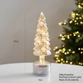 Sapin de Noël lumineux de 30cm en verre avec fonction rotative et éclairage LED scintillant - Sapin de Noël Feuille Champagne Rotatif