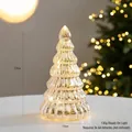 Sapin de Noël en verre doré avec LED 23cm décoration de table festive - Sapin Tour Champagne