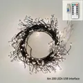 Guirlande lumineuse USB 6M 200LED blanc chaud avec télécommande à 8 fonctions - 6m 200LED Fil Noir USB 8 Modes Télécommande