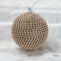 Funkelnde champagnerfarbene Weihnachtskugel mit Kristallen und 10cm Durchmesser - Goldene Vollbesetzte Strass Kugel Stil (3号) / 10cm