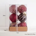Set of 12 red champagne Christmas ball ornaments with glitter and bead details - Model B Specification