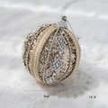 8cm champagne gold Christmas ball with silver beads, sequins and glitter decoration - Gold Fine Shimmer Sequin Bead Chain Style (No. 6)