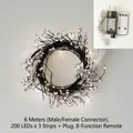 Guirlande lumineuse 600 LEDs avec télécommande et lueur blanc chaud de 18m - 18m 600LED Fil Noir Prise 8 Modes Télécommande