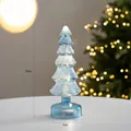 Sapin de Noël LED bleu 25cm avec texture flocon pour décoration de vitrine festive - Bleu Transparent