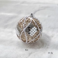 Champagne gold Christmas ball with silver mirror tiles and white rope decoration, 8cm - Gold Glitter Mirror Square Style (Size 8)