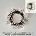 Lot de 4 guirlandes LED 6m avec télécommande 8 fonctions et prise EU pour décoration - 24m 800LED Fil Noir Prise 8 Modes Télécommande