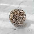 8cm champagne foam Christmas ball ornament with gold glitter and spiral white rhinestones - Gold-Tone Glitter Spiral Rhinestone Style (Size 9)