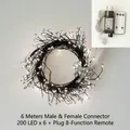 Kit guirlande de Noël LED 6x6m 200 LEDs avec télécommande et connecteurs mâles - 36m 1200LED Fil Noir Prise 8 Modes Télécommande