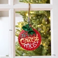 Red metal Merry Christmas door sign with green bells and vintage gold hanging hook - Style A