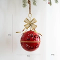 Red Christmas iron bell ornament with gold bow and cutout Merry Christmas text 37cm - Hollow Text Red Ball Bell with Gold Mesh Bow (1号)