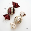 Champagne and wine red candy-shaped Christmas tree ornaments with bead details - Large Candy Style