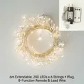 Guirlande LED blanc chaud de 6m avec 1200 LED et télécommande sans fil incluse - 36m 1200LED Fil Argent Prise 8 Modes Télécommande