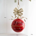 Large red Christmas metal bell with Merry Christmas cutout and gold bow, 48cm height - Large Hollow Text Red Ball Bell with Gold Bow (2号)