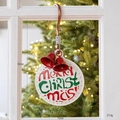 Vintage Christmas iron door hanger with red bells and Merry Christmas welcome plaque - Style B