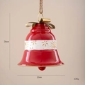 Red Christmas iron bell with white snowflakes, gold bow, and 26x23cm size spec - Red Lacquer Snowflake Band Bell (3号)