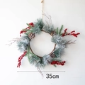 Christmas wreath with 35cm diameter featuring frosted pine needles, red berries and pinecones - Red Berry Garland (35cm)