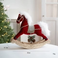 Dark red velvet rocking horse Christmas ornament with pine cones and gold glitter base - Red Rocking Horse Ornament
