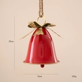 Large red metal Christmas bell ornament with gold leaf details and jute hanging rope - Red Lacquer Gold Loop Large Bell (4号)