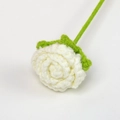 Macro shot of handcrafted white crochet rose featuring detailed petal texture and green stem - Bubble Rose Branch / 3.5cm Flower Head / White