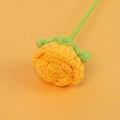 Detailed view of hand-knitted orange bubble rose with tight yarn textures and green stem - Bubble Rose Branch / 3.5cm Flower Head / Orange