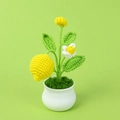 Handmade crochet lemon potted plant ornament with green leaves in a white base - Lemon Style Crochet Potted Plant