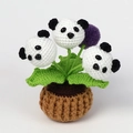 Handmade crochet panda potted plant ornament with four knitted heads for creative gifts - 3-Head Panda Night Light Potted Plant