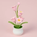 Muguet fait main au crochet en pot de céramique blanc pour décoration intérieure - Muguet Avec Bourgeon