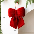 Fiocco di Natale in velluto rosso per l'albero, dimensione 20x20cm con cordino per appendere - Rosso Medio (20cm/70g)
