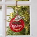 Red Christmas iron door hanging sign with Merry Christmas lettering and golden bells - Style D