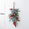 55cm Christmas hanging swag with frosted pine needles, red berries and pinecones - Red Berry Teardrop Swag (55cm)