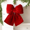 Grande fiocco di Natale in velluto rosso per albero e decorazioni, misura 33 cm - Rosso Grande (33cm/195g)