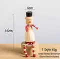 Vintage wooden snowman desktop ornament with red scarf and 16cm height measurement - Small Snowman Ornament