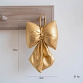 20cm gold velvet Christmas tree bow decoration with hanging rope for festive home decor - Small / Gold