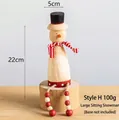 Wooden snowman decor with top hat and striped scarf, sitting pose 22cm Christmas ornament - Large Snowman Ornament