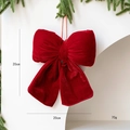 Red velvet Christmas bow pendant 20cm hanging on pine needles for festive tree decor - Wine Red Medium (20cm/70g)