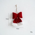 Red velvet Christmas bow pendant with white faux fur trim and natural jute string loop - Red Plush Trim Small (14cm/23g)