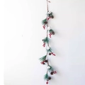 Christmas garland with pine cones, red berries and cotton balls for door decoration - Cotton Ball & Red Berry Vine
