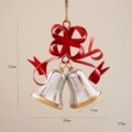 Silver Christmas bell ornaments with a large red metal bow and 27cm hanging height - No.11 Double Bell (27x25cm)
