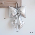 Silver metallic velvet Christmas bow 25x19cm for holiday tree decoration - Large / Silver