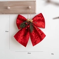 Lazo de Navidad de terciopelo rojo con campana dorada y pino, adorno de 25x20cm - Mediano / Rojo