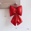 Shiny red metallic Christmas bow hanging decoration for holiday tree ornament 20x13cm - Small / Red