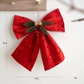 Lazo de Navidad de 35 cm de terciopelo rojo con agujas de pino, bayas y campanas de oro - Grande / Rojo